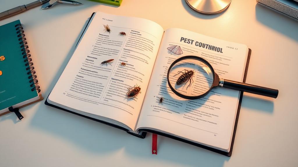 Ghid de identificare daunatori - carte deschisa cu lupa si insecte